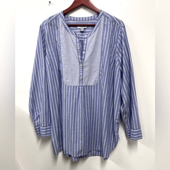 Old Navy Blue & White Striped Poplin Popover Tunic Shirt  Plus size Women XXL - Picture 1 of 12